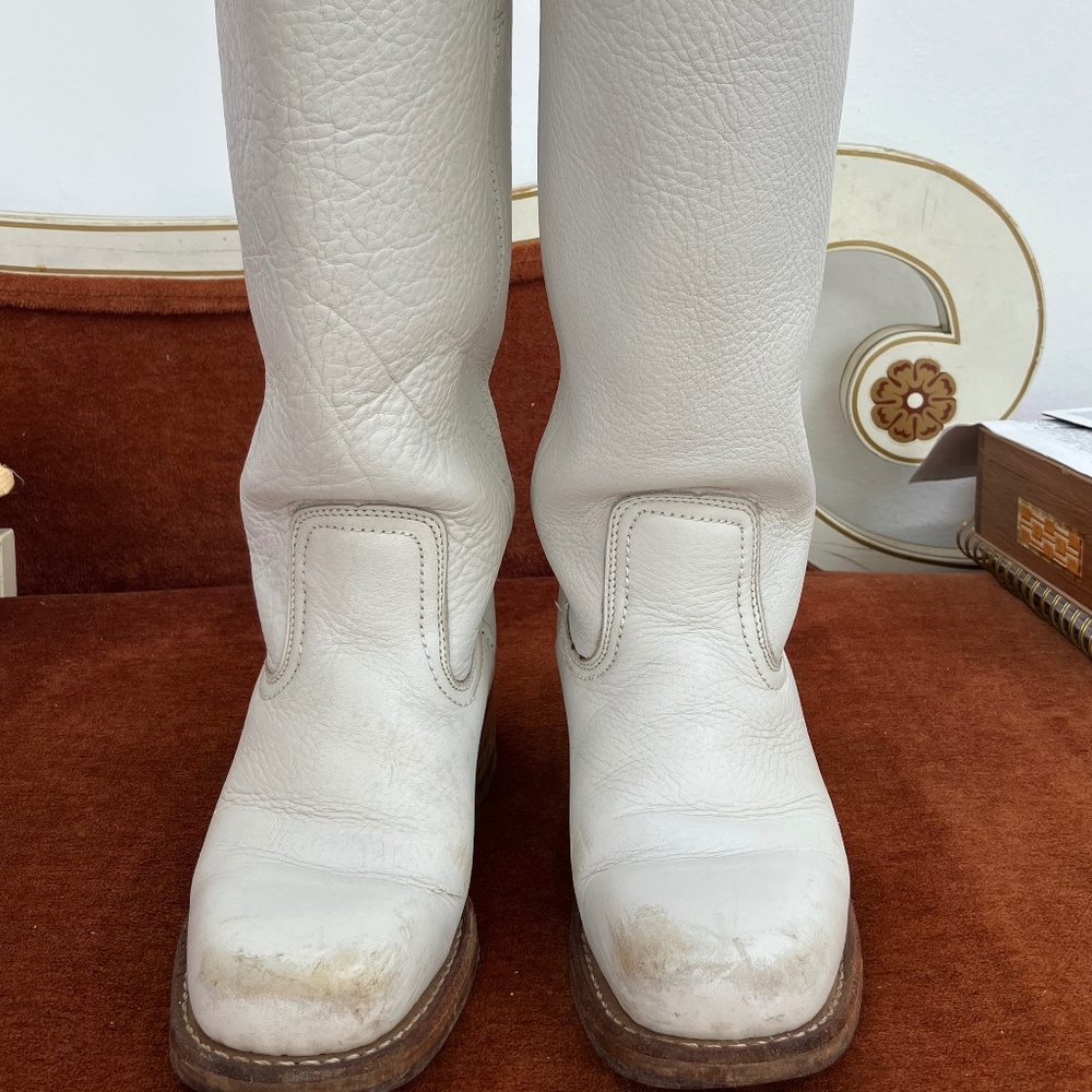 FRYE Vintage White Campus Boots